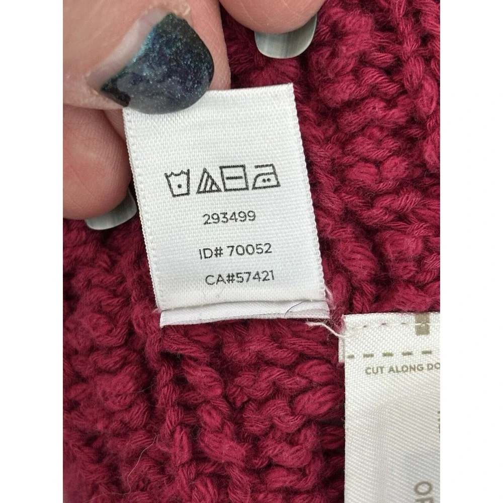 Ann Taylor‎ Loft Women's Medium Maroon Wine Chunkey Knit Long Open Cardigan
